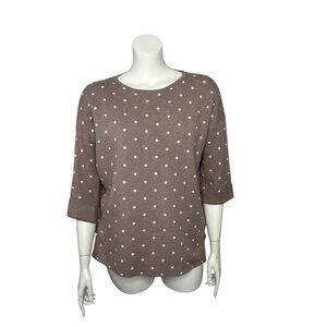 Cynthia Rowley Brown Polka Dot Sweater Women's 1X 3/4 Sleeve